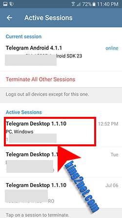 کامل ترین آموزش تصویری جلوگیری از هک شدن و نحوه اطلاع از کنترل شدن اکانت تلگرام
